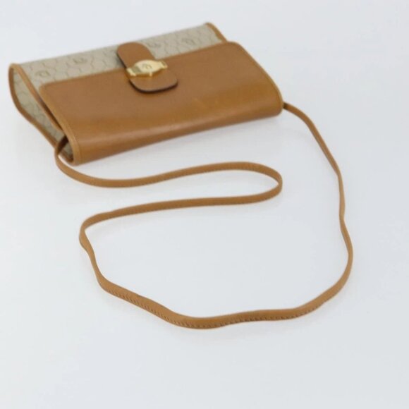 Christian Dior Honeycomb Canvas Shoulder Bag PVC Leather Beige Gold Auth BA7080 - Picture 8 of 16